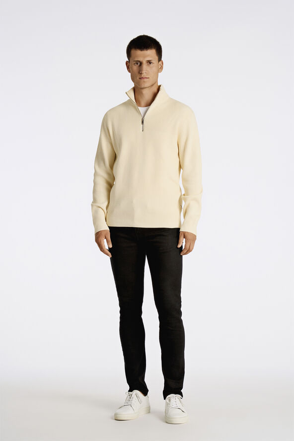 Lindbergh Half zip rib knit Cream white