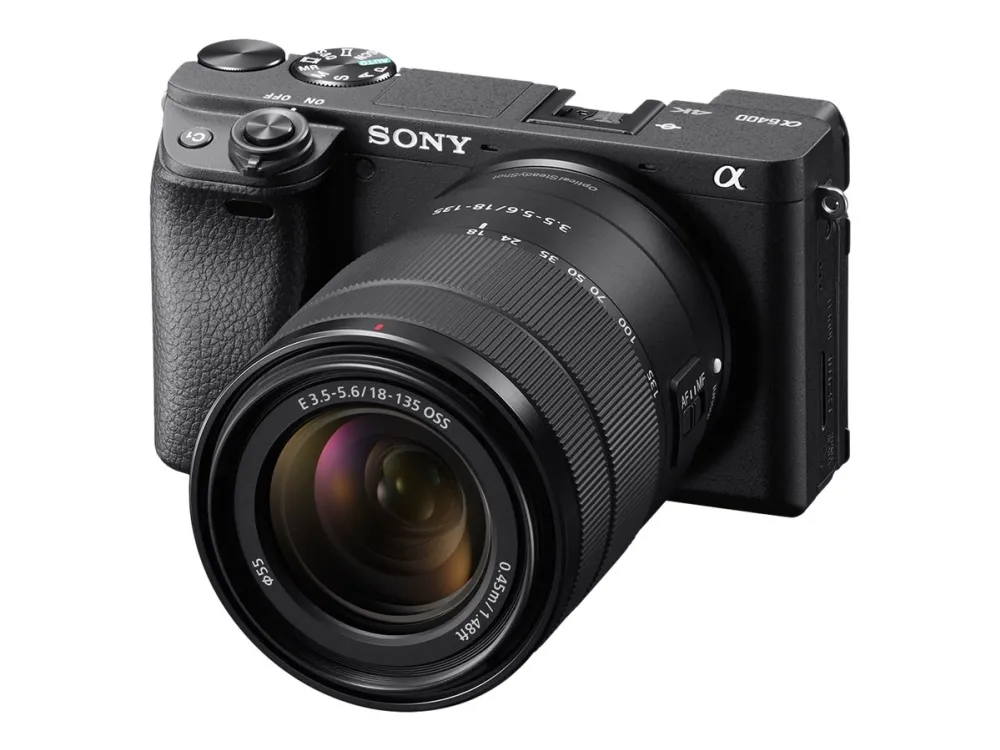 Sony a6400 ILCE-6400M - Digitalkamera - spejlløst - 24.2 MP - APS-C - 4K / 30 fps - 7.5x optisk zoom E 18-135 mm OSS-objektiv - Wi-Fi, NFC, Bluetooth - sort