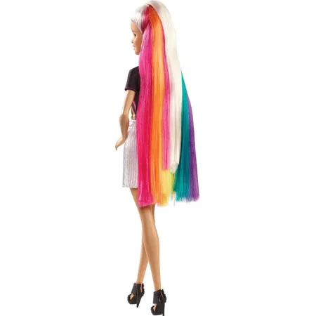 Barbie Regenbogen Glitzerhaar Puppe mit Zubehör