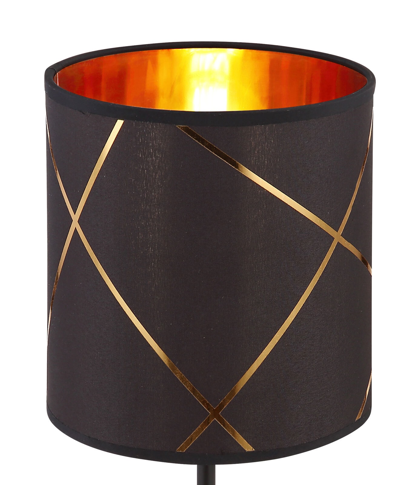 BEMMO Tischlampe schwarz 15431T, D/H: 15 x 35 cm, Metall, Textil, Kunststoff