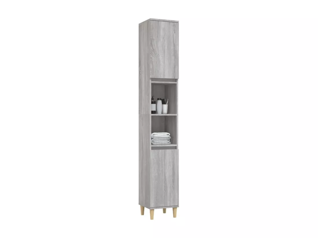 Armoire de bain sonoma gris 30x30x190 cm bois d'ingénierie