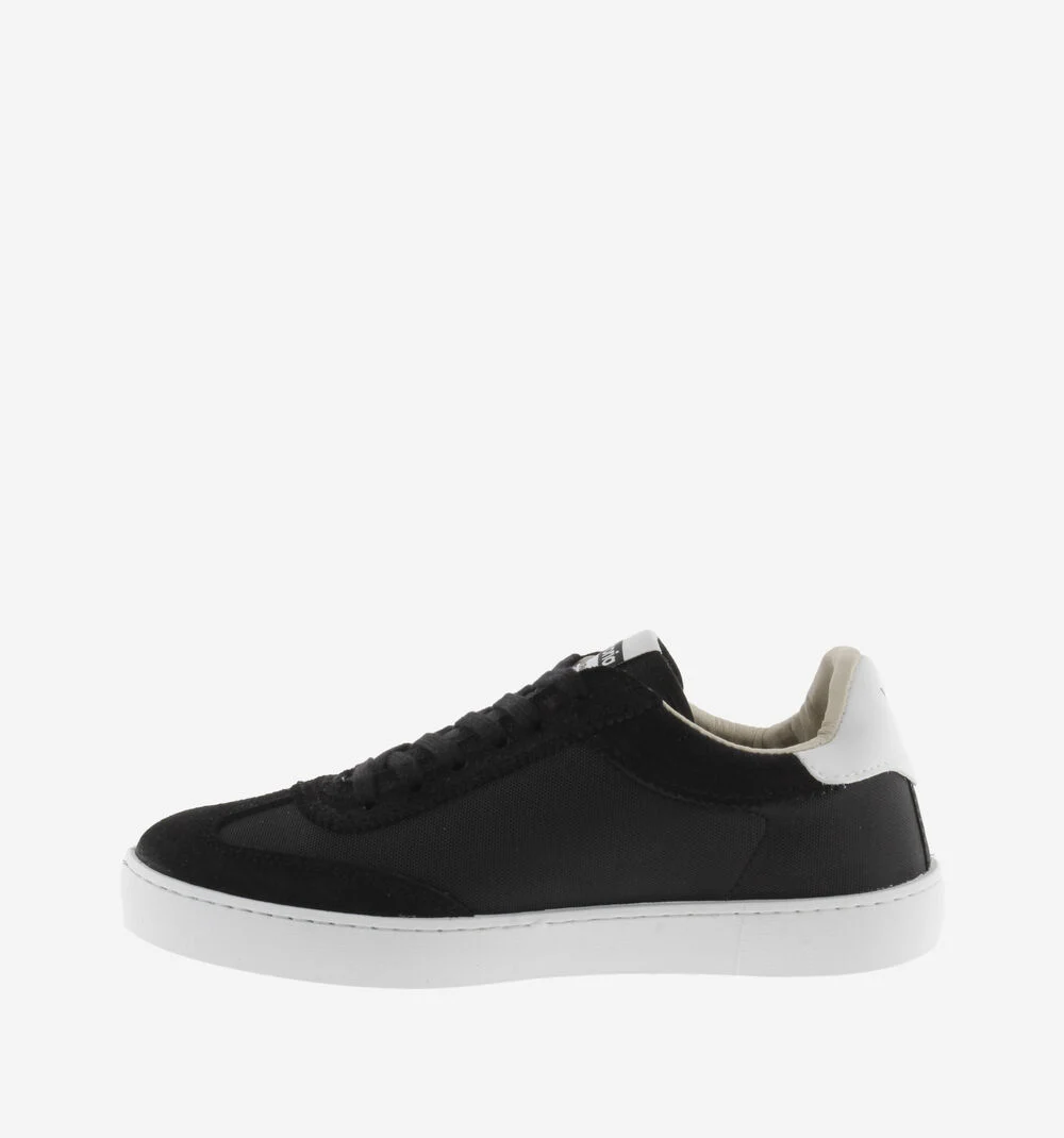 BERLÍN CUIR FENDU & NYLON Baskets monochromes unisexes NEGRO