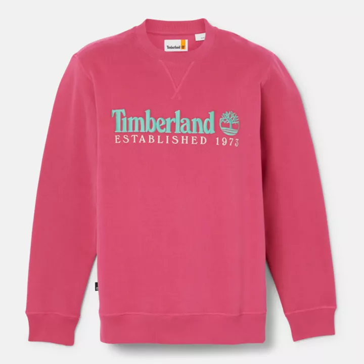 Moletom masculino rosa com gola redonda e logo 