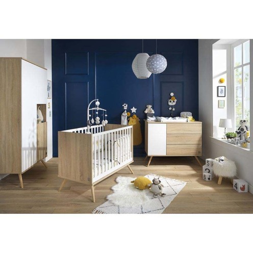 Chambre DUO Lit 140x70 + Commode Bois SEVENTIES - SAUTHON