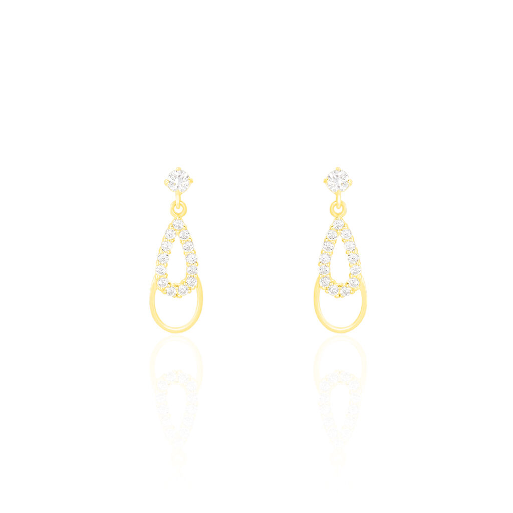 Boucles D'oreilles Pendantes Britain Or Jaune Oxyde De Zirconium