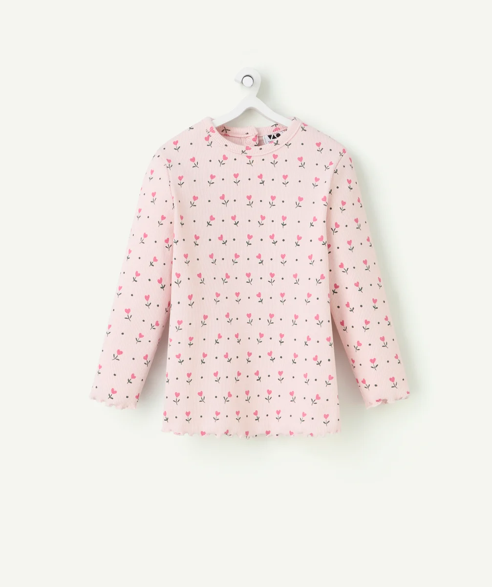 t-shirt manches longues bébé fille en coton bio imprimé à fleurs