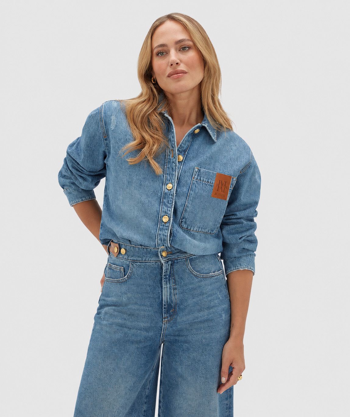 JV-DESSIE oversized denim blouse - blue denim