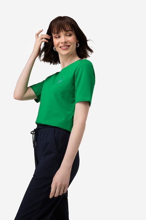 T-Shirt, U-Boot-Ausschnitt mit seitlichen Einsätzen, Halbarm
