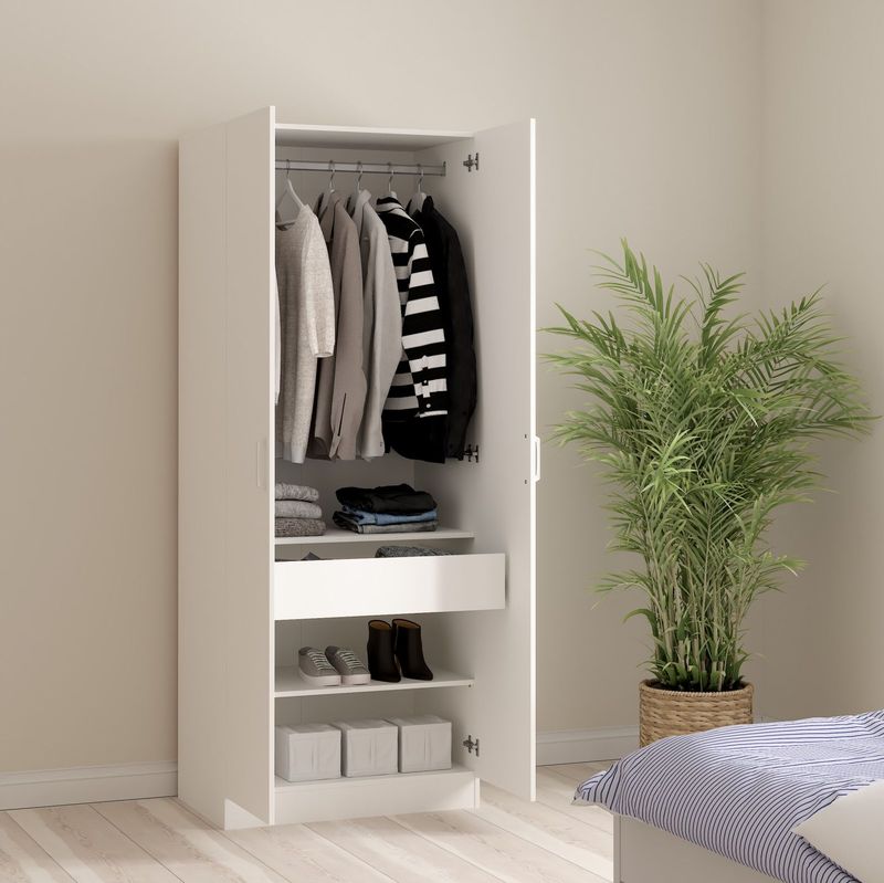 Kledingkast Miami - Wit - 79x200x50 cm