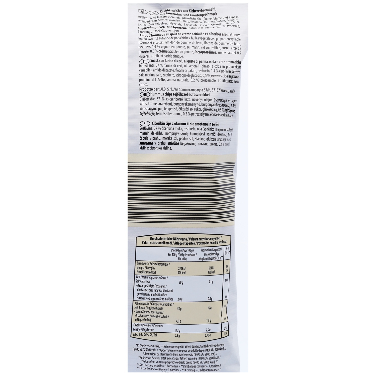 SNACK FUN Hummus Chips, Sauerrahm und Kräuter 100 g