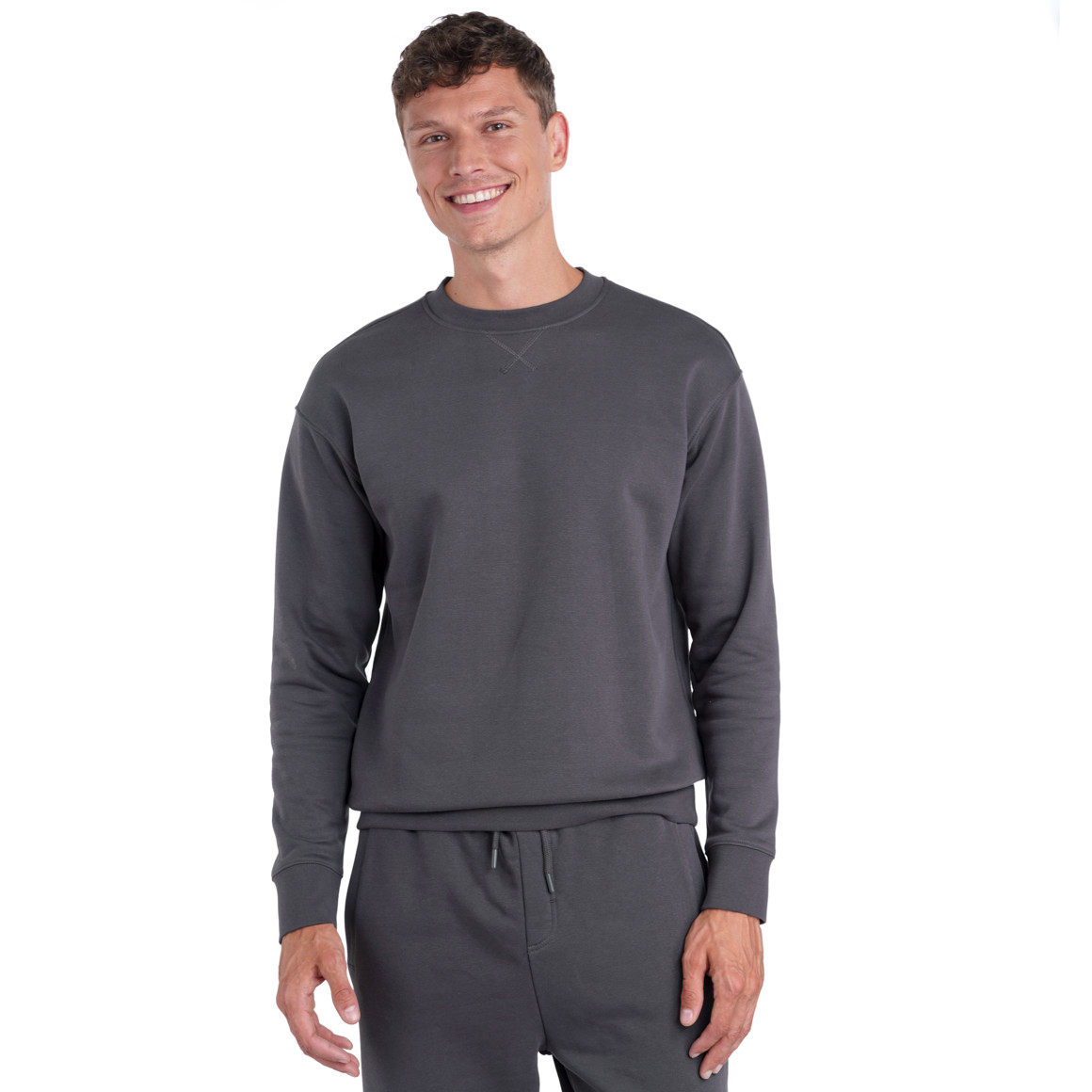 Jonas Nielsen Herren Sweatshirt mit Rundhalsausschnitt dunkelgrau
