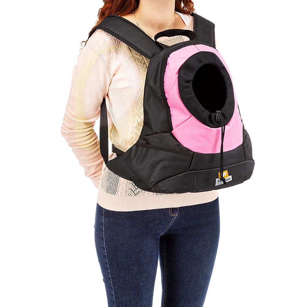 Sac à dos transport pour petits chiens kangoo large, épaules rembourrées, matériau robuste et durable, rose