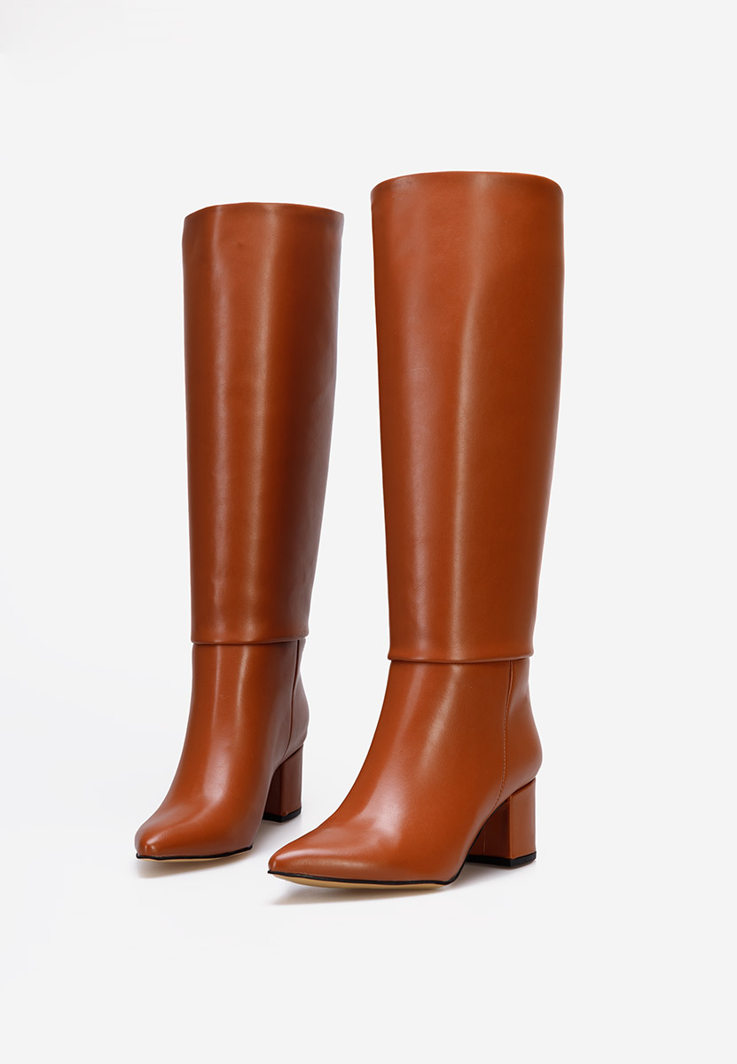 Bottes à talon carré brunes Daxa