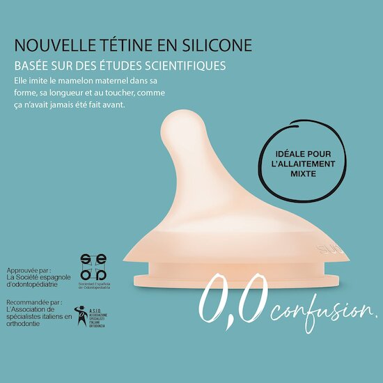 Biberon anti-colique zéro zéro avec tétine en silicone   180 ml   de               Suavinex