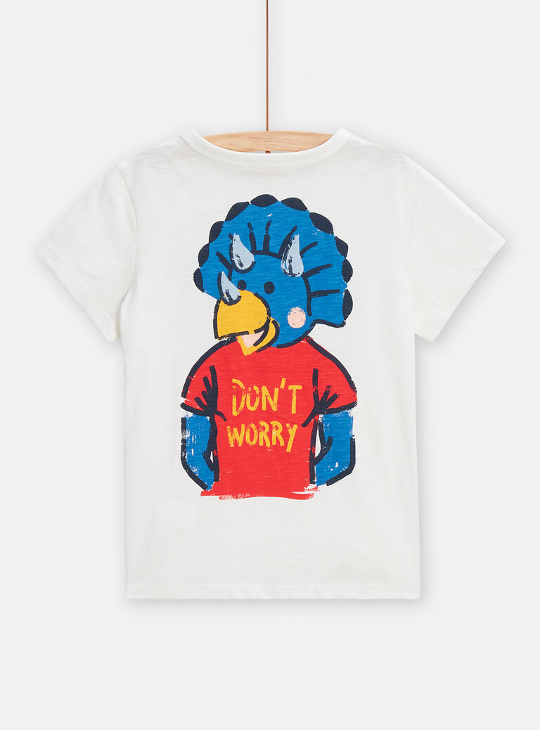T-shirt écru imprimé triceratops pour garçon