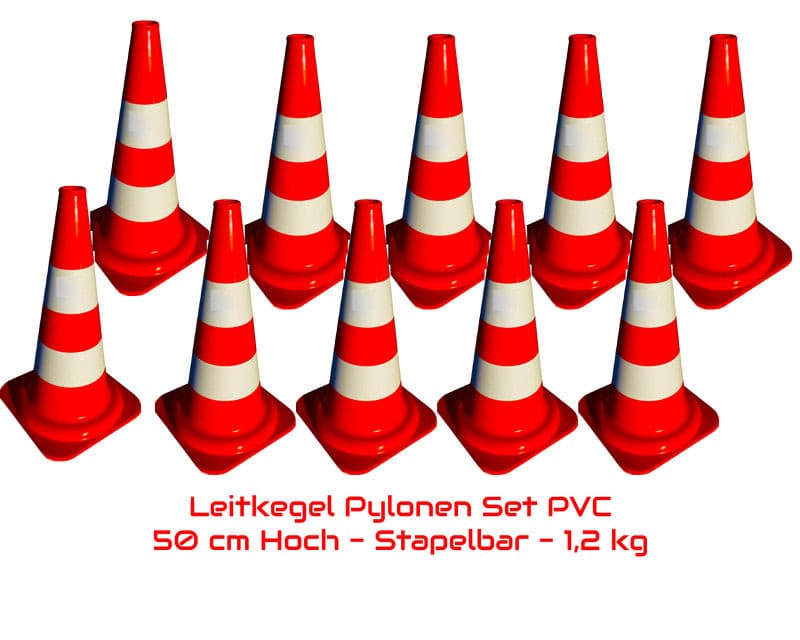 PVC verkeerskegel 500mm oranje/wit 1,2 kg daglicht fluorescerende pylonen / 1