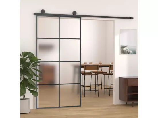 Porte coulissante Aluminium et verre ESG 102,5x205 cm Noir