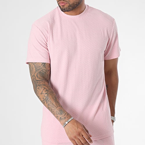 Ensemble Tee Shirt Et Short Jogging Rose Clair