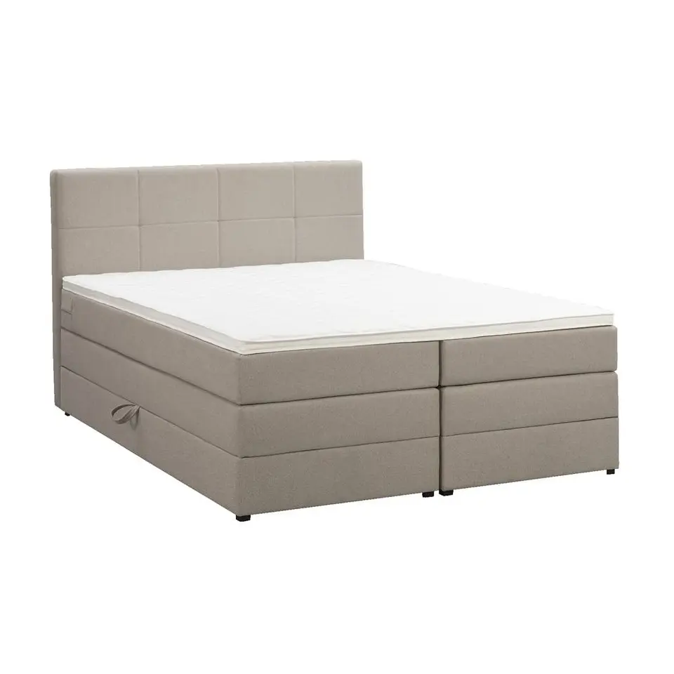 Boxspring met opbergruimte Liv geblokt - beige - 180x200 cm