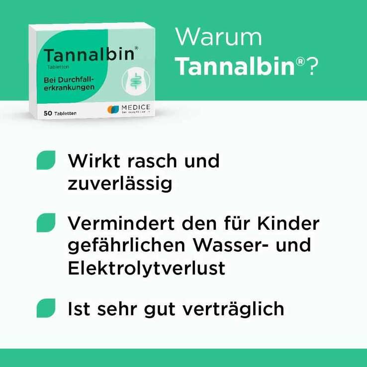 Tannalbin® Tabletten bei Durchfallerkrankungen, 50 St