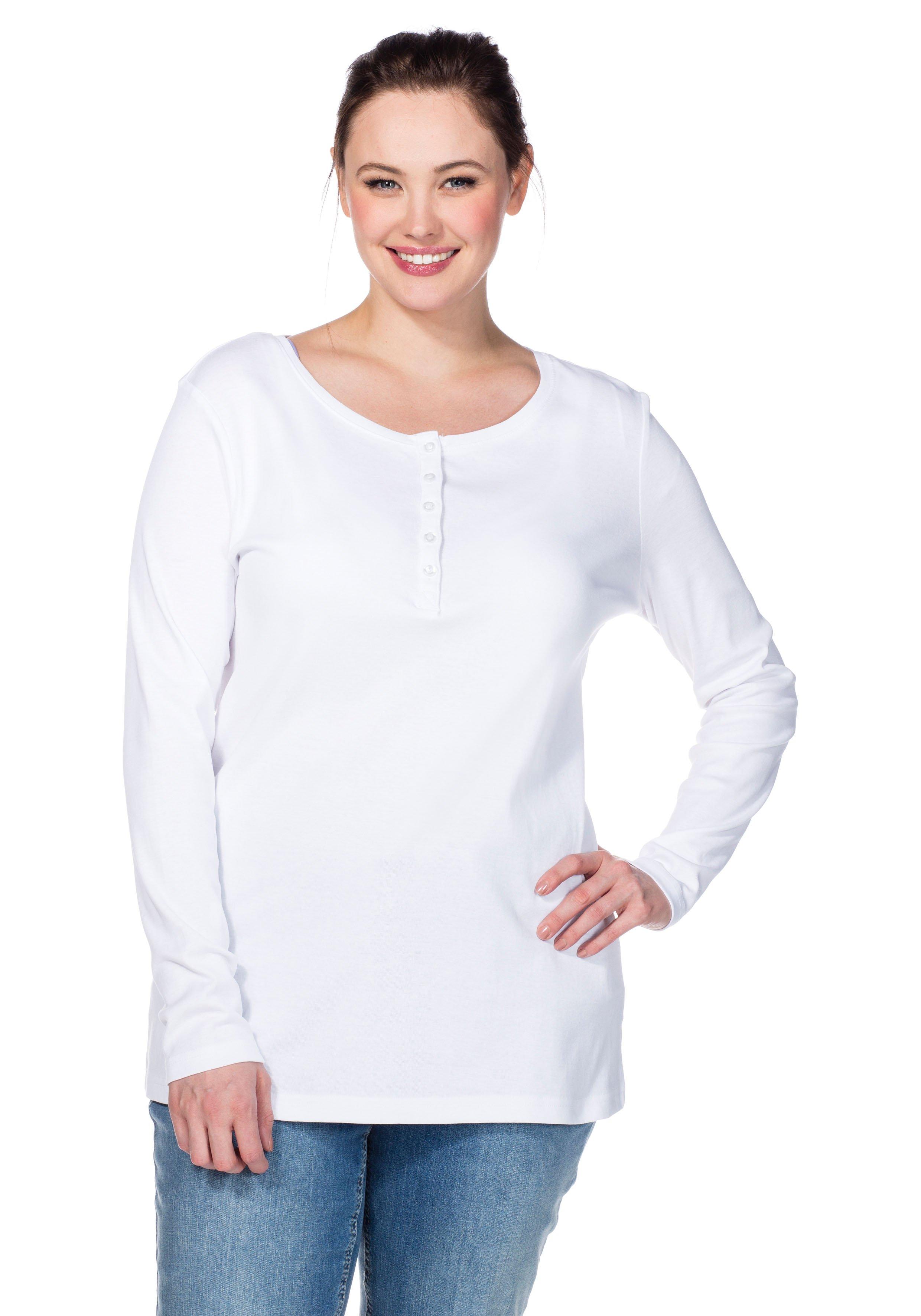 Langarmshirt mit Knopfleiste