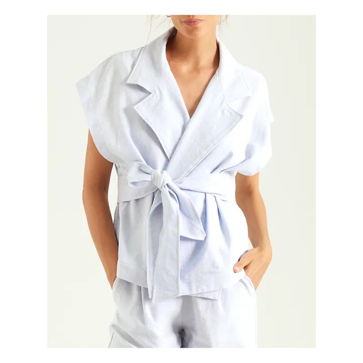 Sacrécoeur Veste Sans Manches Molly Coton et Lin | Bleu Clair
