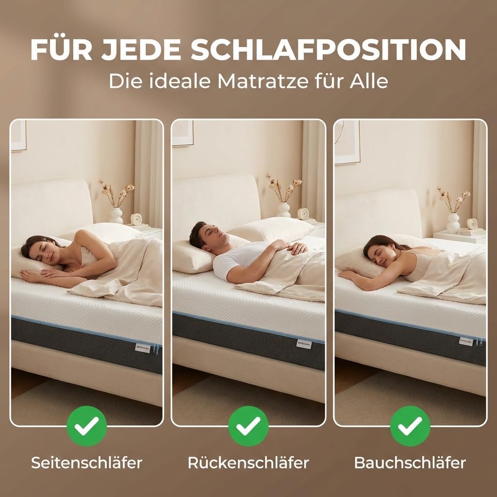 KNERST Duoflex Matratze 180 x 200 cm - 2-in-1 Härtegrad Soft & Firm - Gel-Memory-Foam & 7-Zonen Komfortschaum - 21 cm Höhe - orthopädische Matratze für alle Schlafpositionen - Mattress