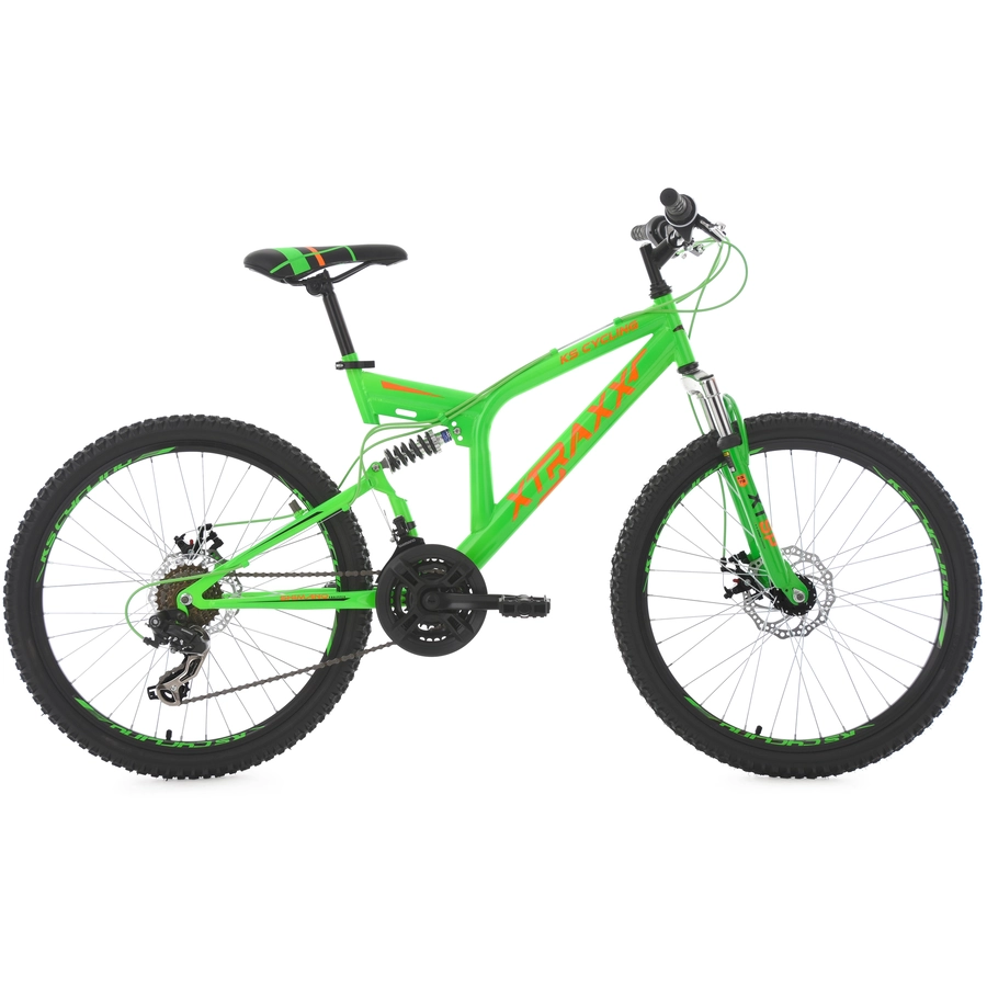 KS Cycling Kinder-Mountainbike 24 Zoll  Fully Xtraxx Grün-Orange