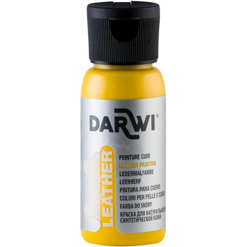 DARWI Flacon de 50 ml de Peinture sur Cuir - jaune soleil
