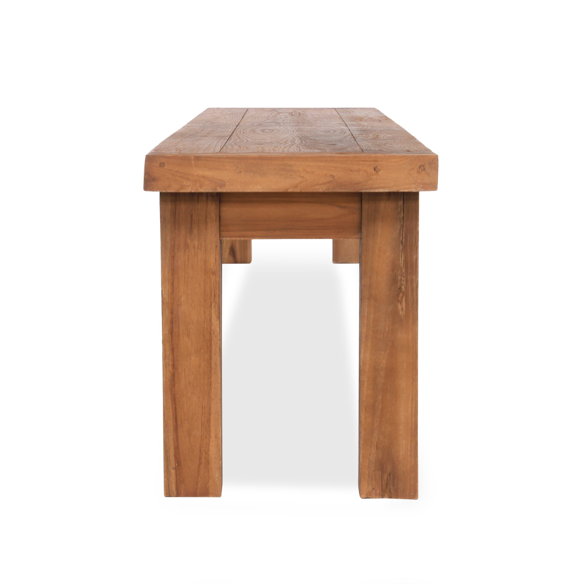 Holzbank aus recyceltem Teak, natur, B 250 cm, H 47 cm, L 35 cm von fischer's lagerhaus