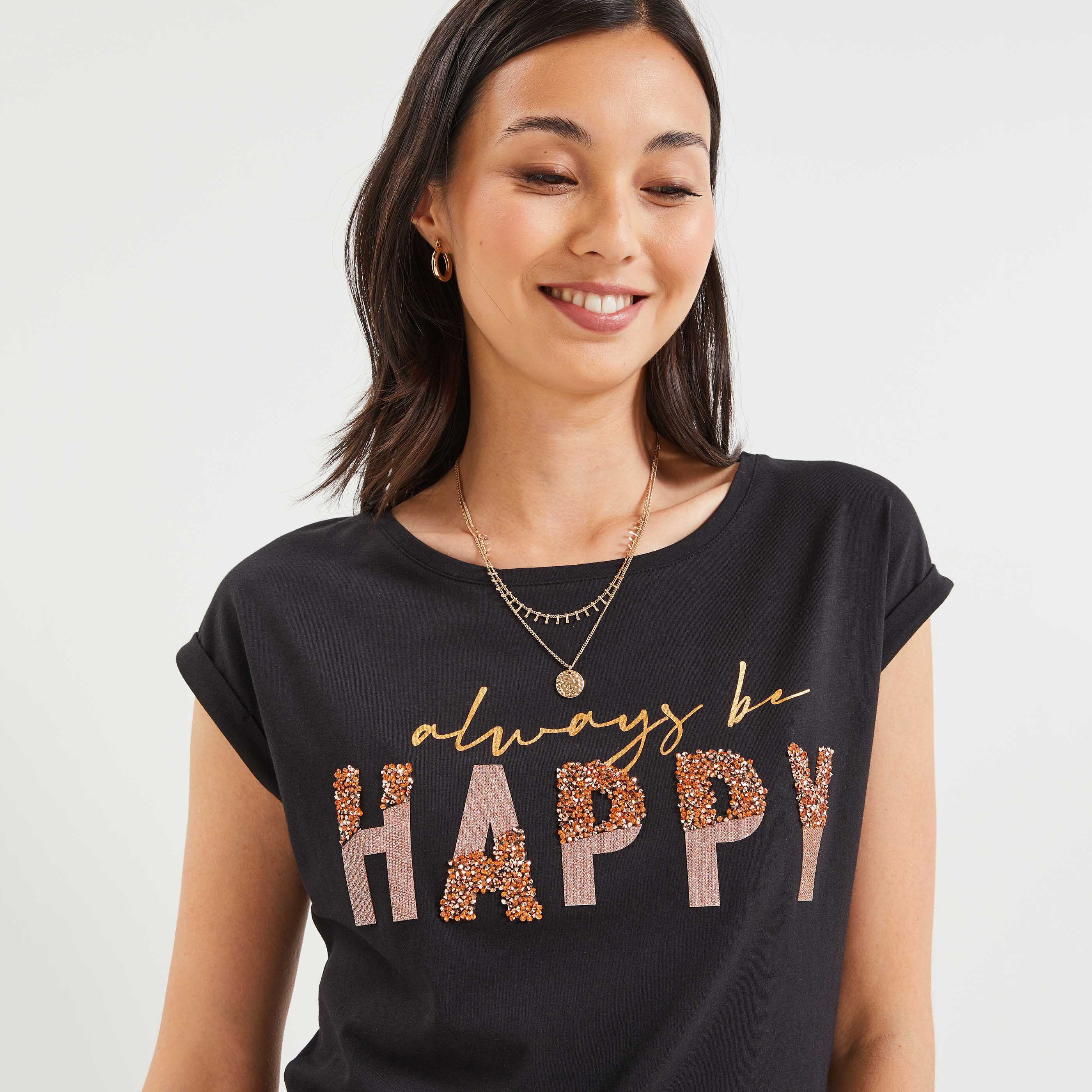 Tshirt à message femme - NOIR