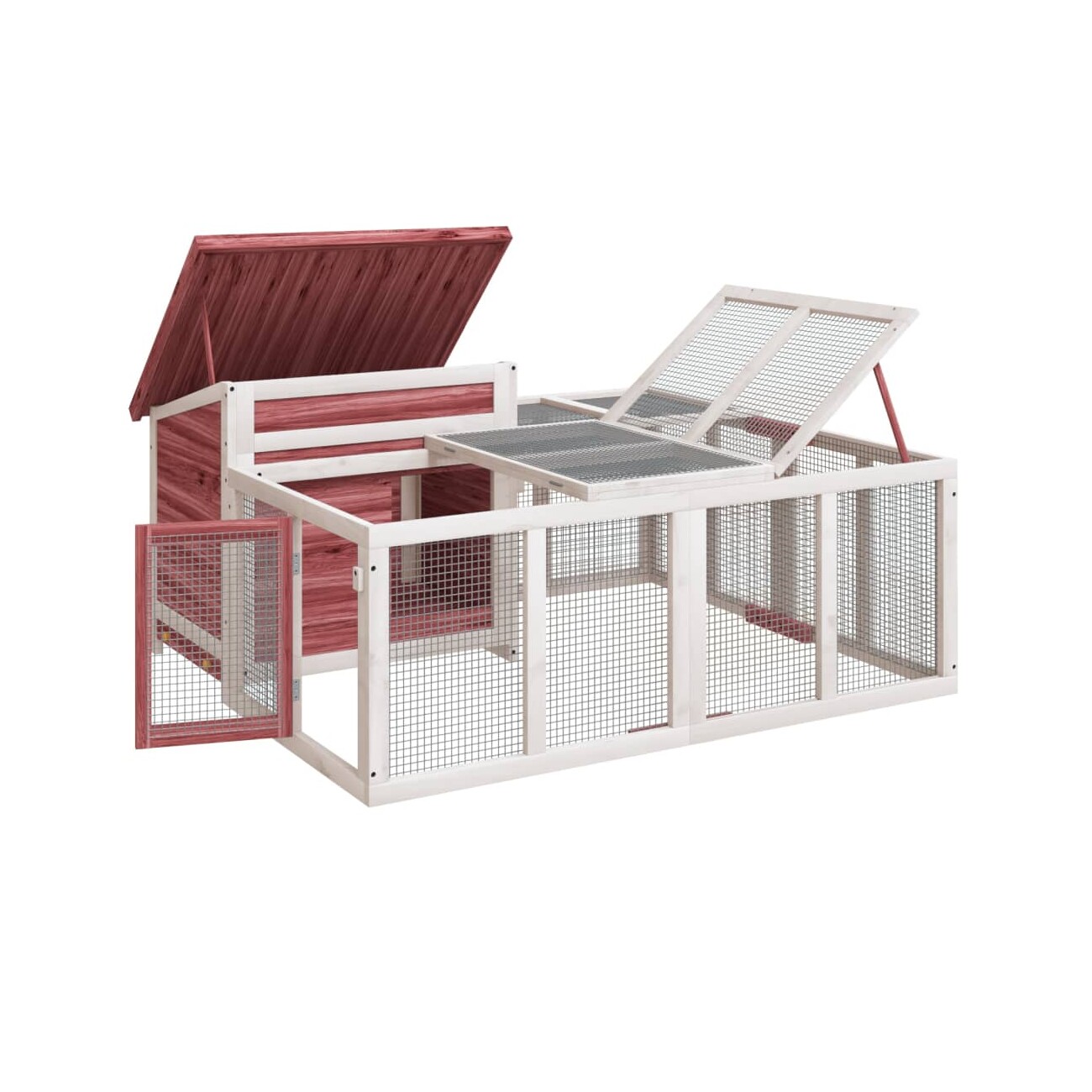VidaXL Kaninchenstall 144x123x67,5 cm (L x B x H) rosiges braun