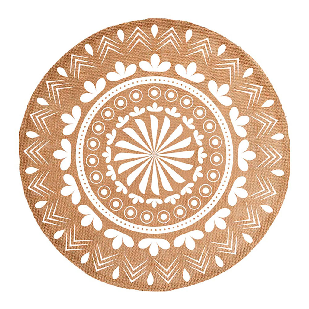 Set de table rond jute rosace blanche D 38cm