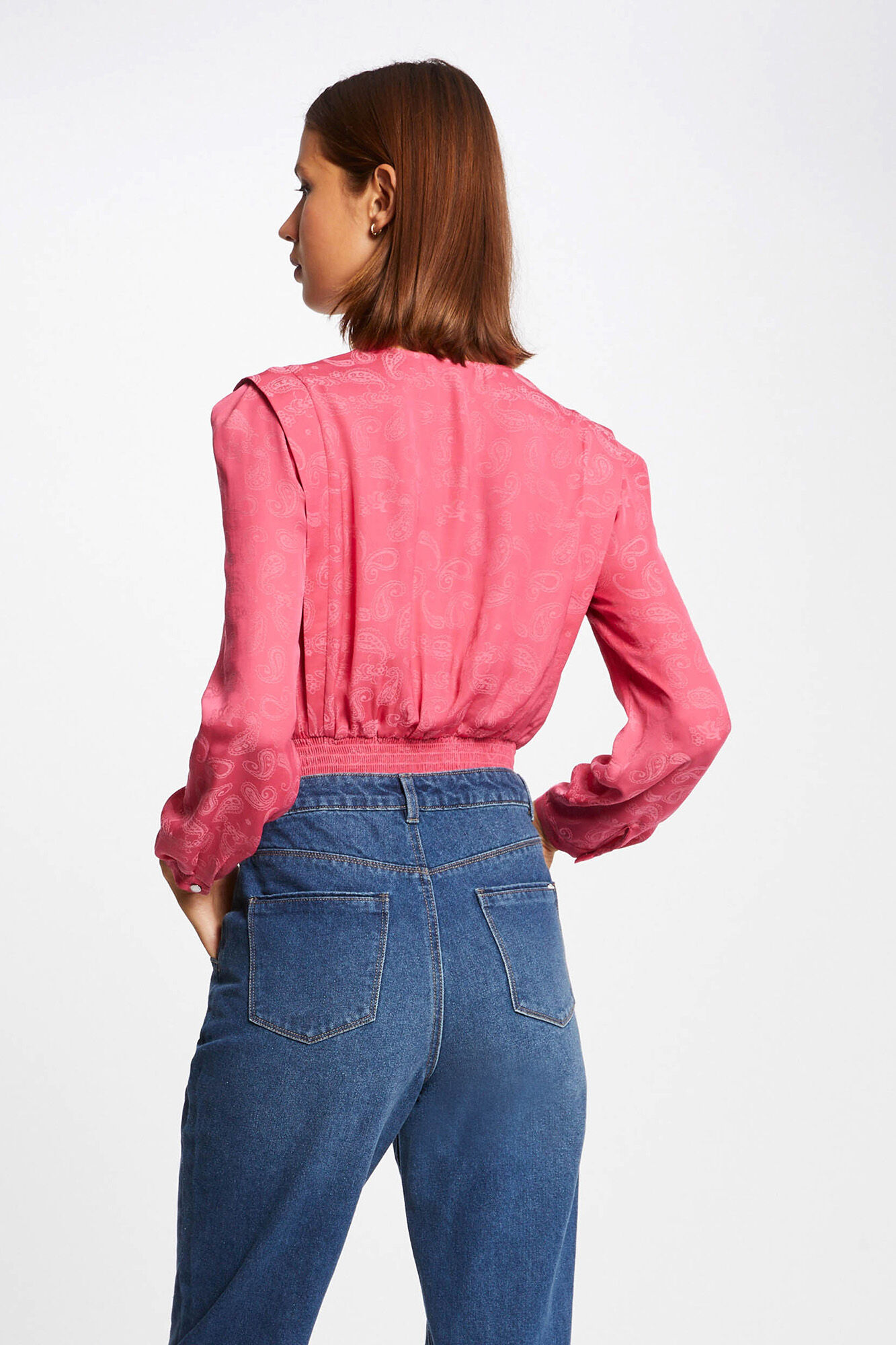 Blusa de manga comprida estampada - Fúcsia