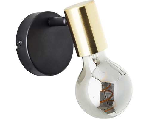 Wandspot, 1-lichts, H 12 cm, zwart/messing