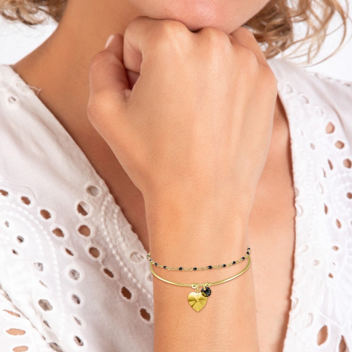 Lot de 2 bracelets SC Bohème ornés de Cristaux scintillants