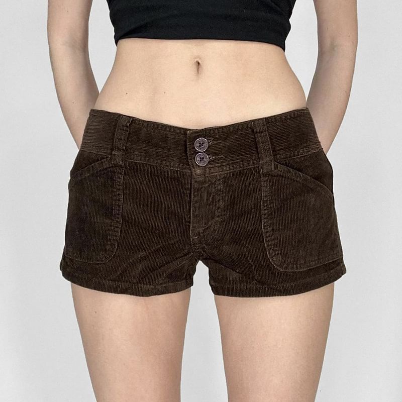 Cincine - Lage effen corduroy shorts