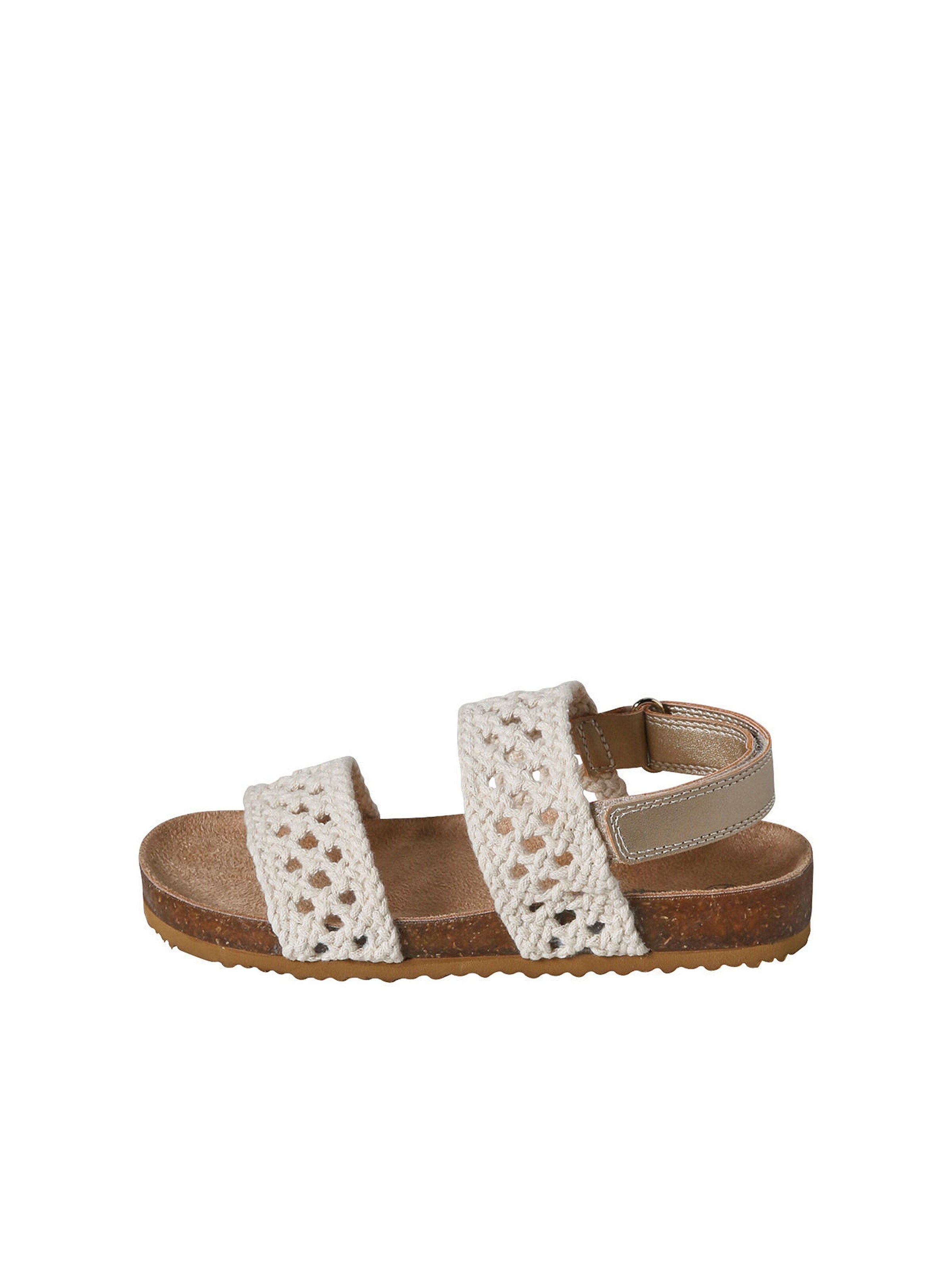 Vertbaudet Kinder Klett-Sandalen in Häkeloptik beige