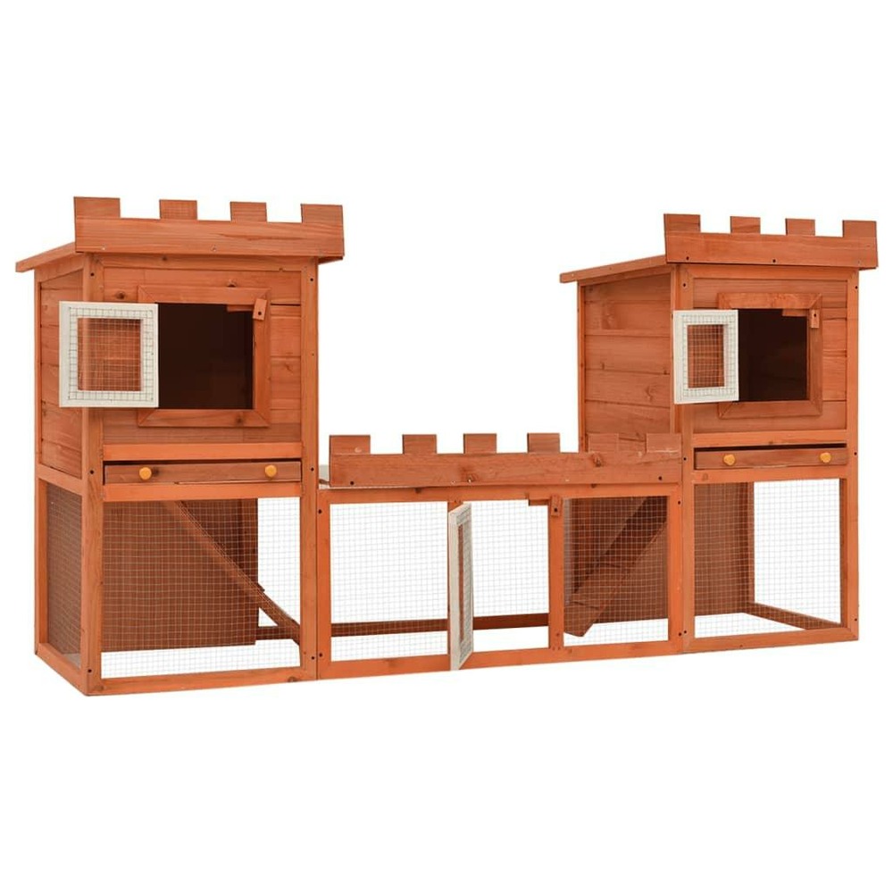 Clapier large d'extérieur 192 x 50 x 101 cm avec maison double