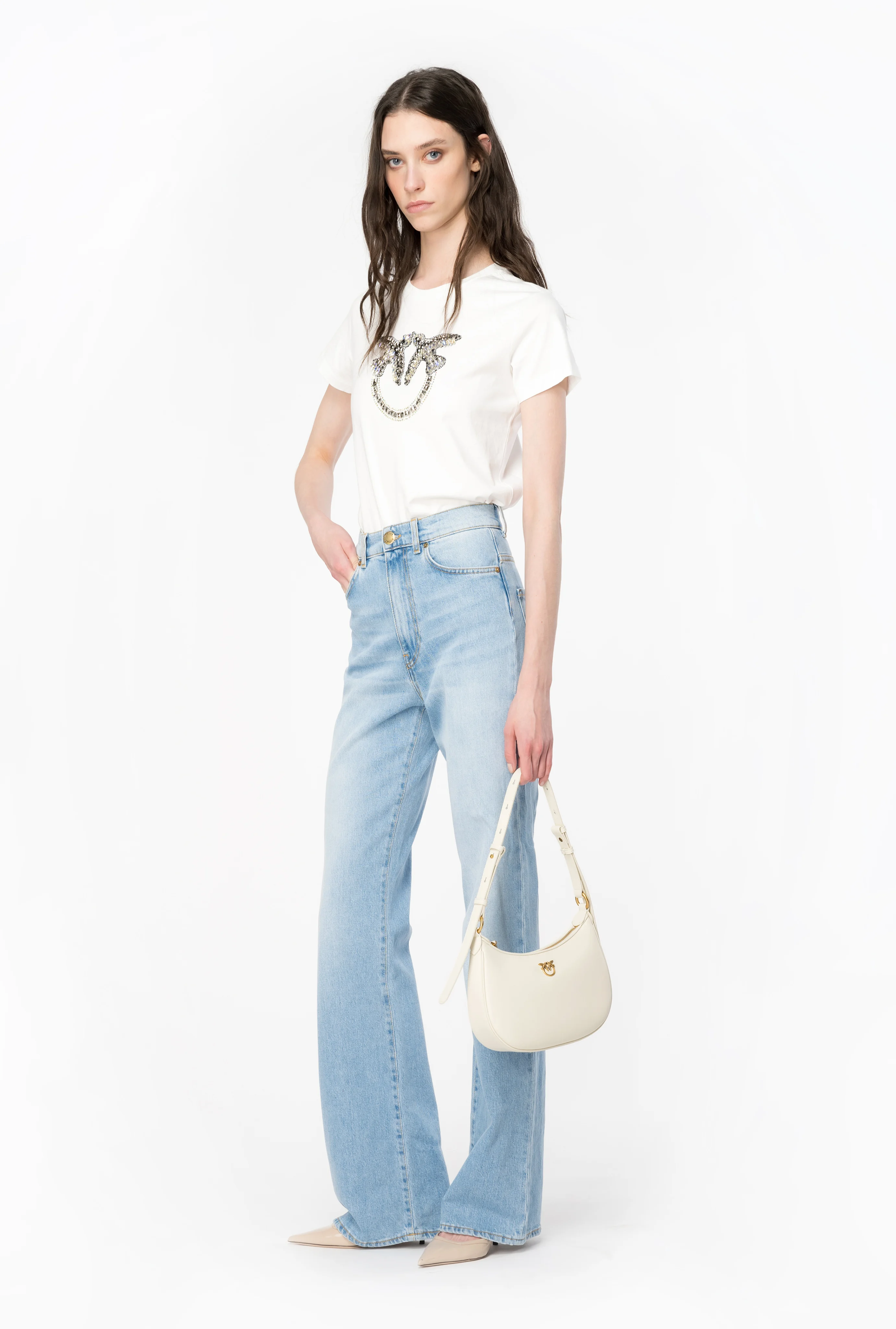 T-shirt à broderie love birds | Blanc