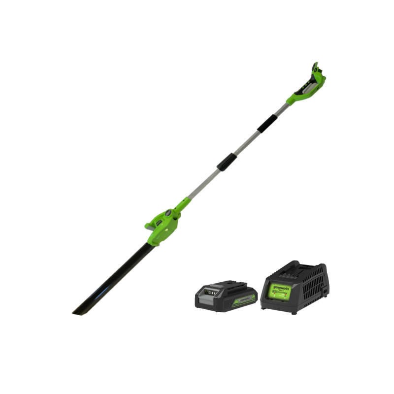 Taille-haies sur perche 51 cm greenworks 24v - 1 batterie 2.0 ah - 1 chargeur - g24ph51k2