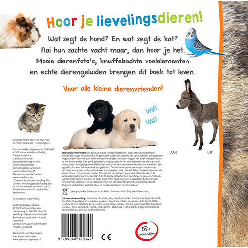 Veltman uitgevers voel- en geluidenboek - welk dier hoor ik hier? - lievelingsdieren