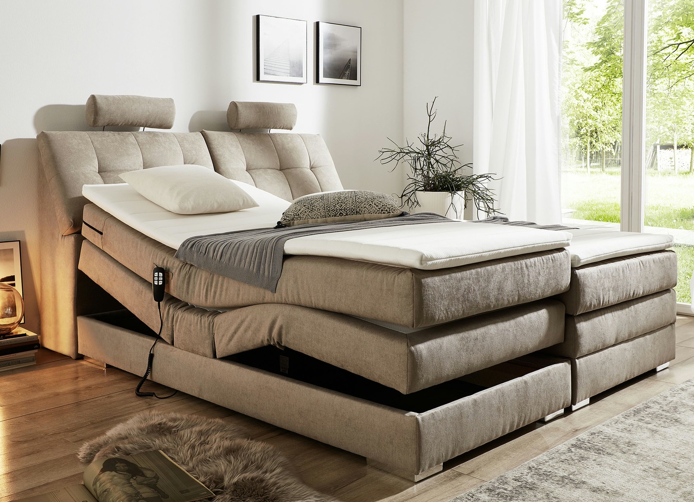 Motor-Boxspringbett mit verstellbarem Kopf- und Fußteil