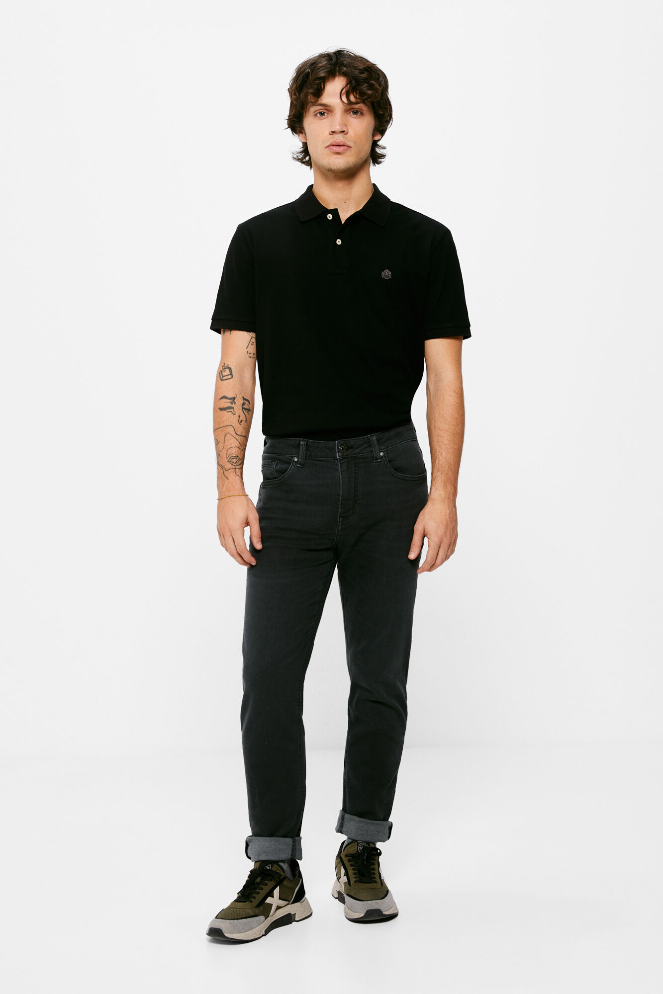 Calça jeans skinny preta lavada - cinza escuro