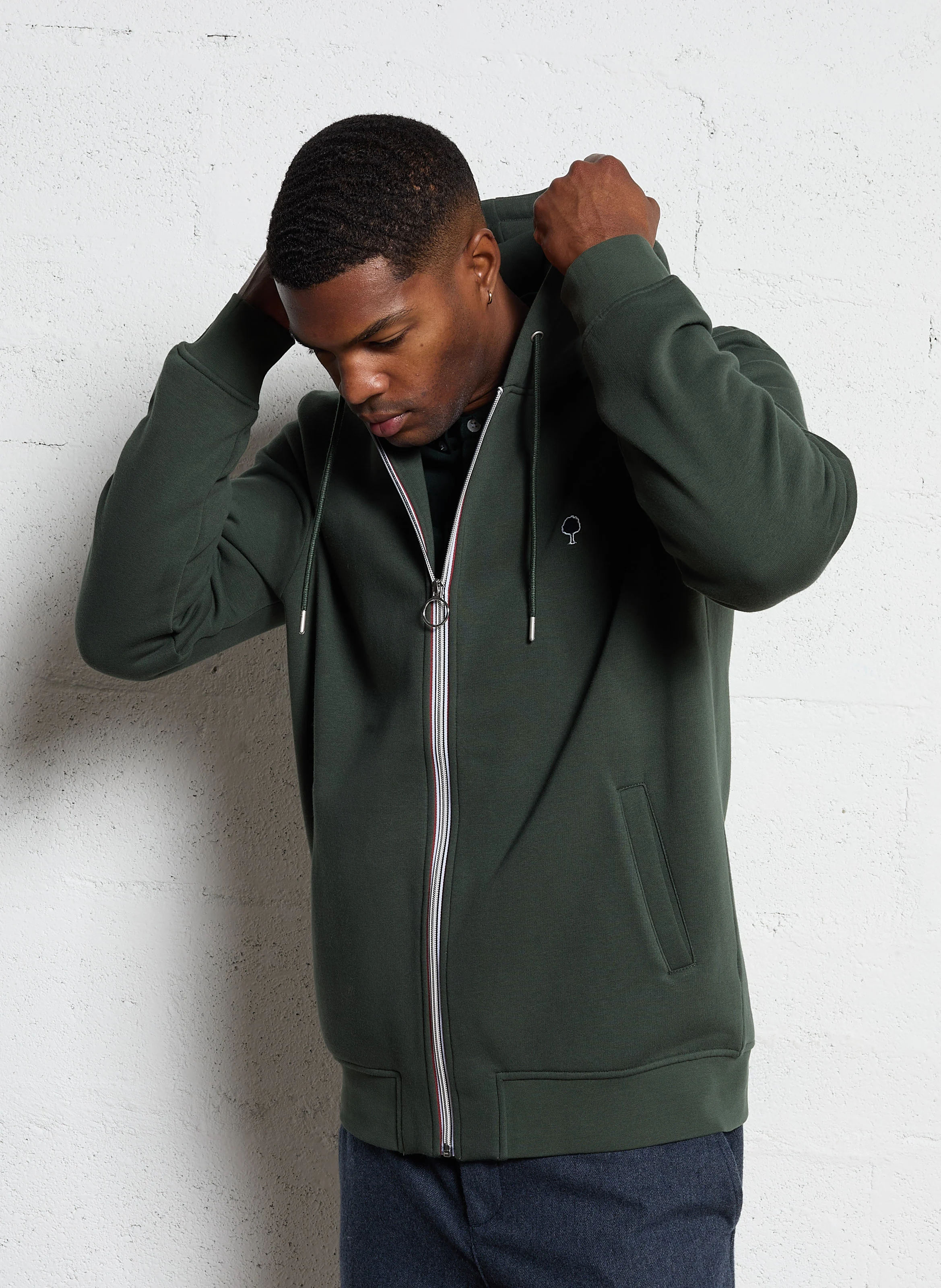 MESNIL - Sweat à capuche en coton mélangée | Vert