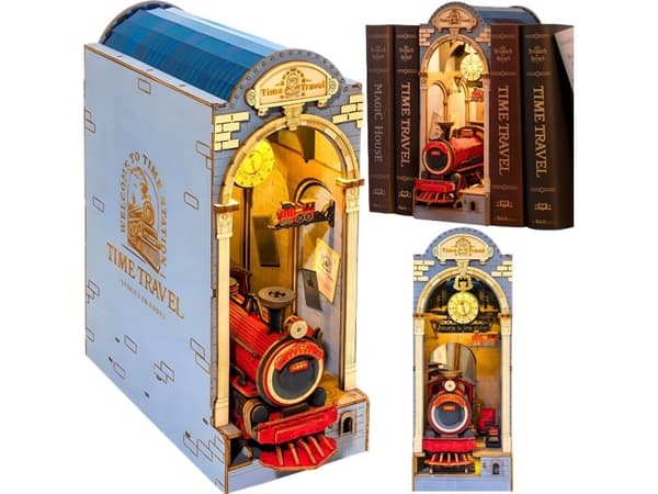 Robotime ROBOTIME Sammenleggbar tre 3D LED-modell - Book Nook Time Travel