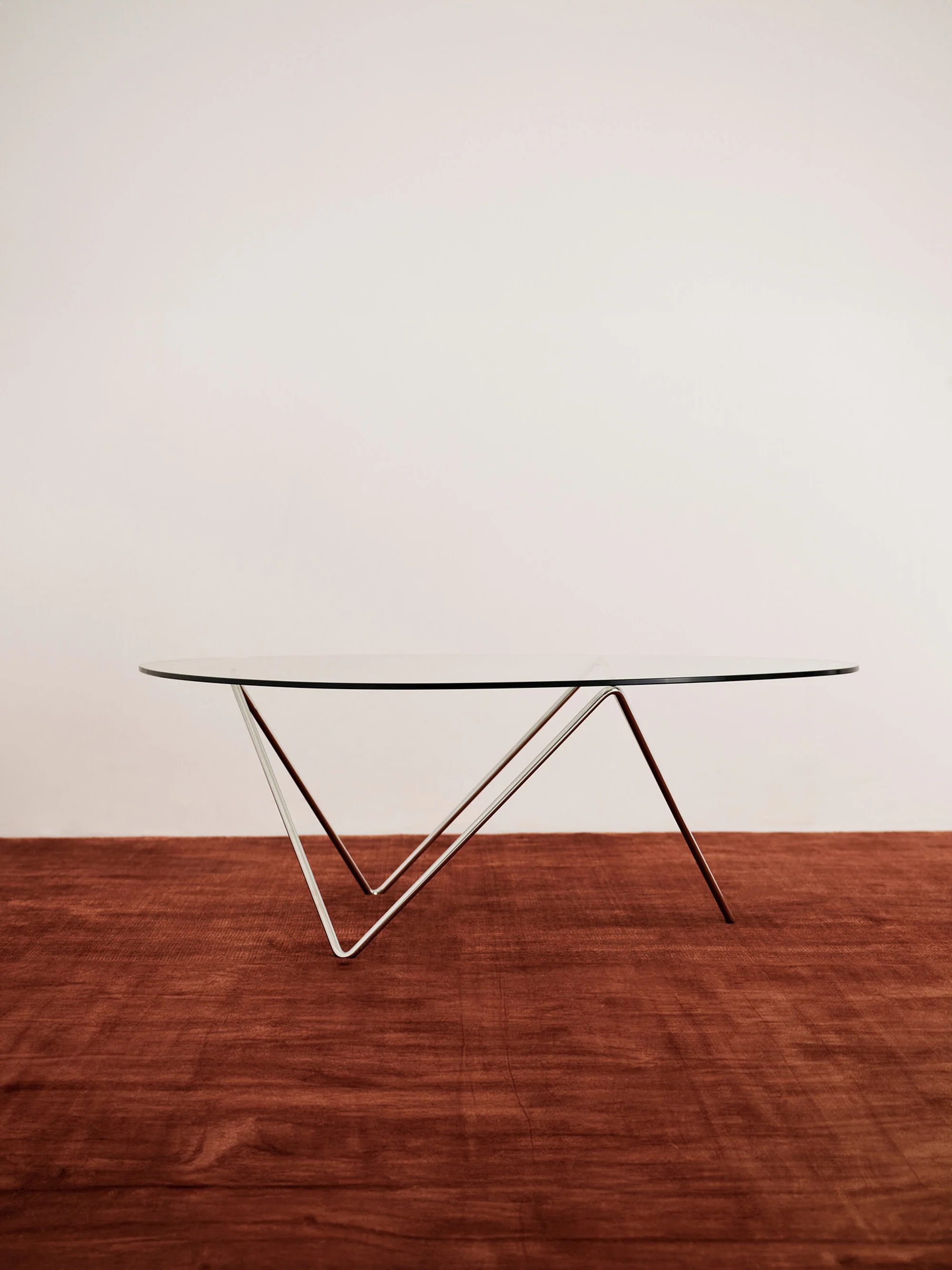 Ovale salontafel Pedrera met glazen tafelblad