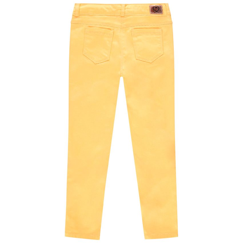 Pantalon slim en twill uni pour enfant fille - Jaune
