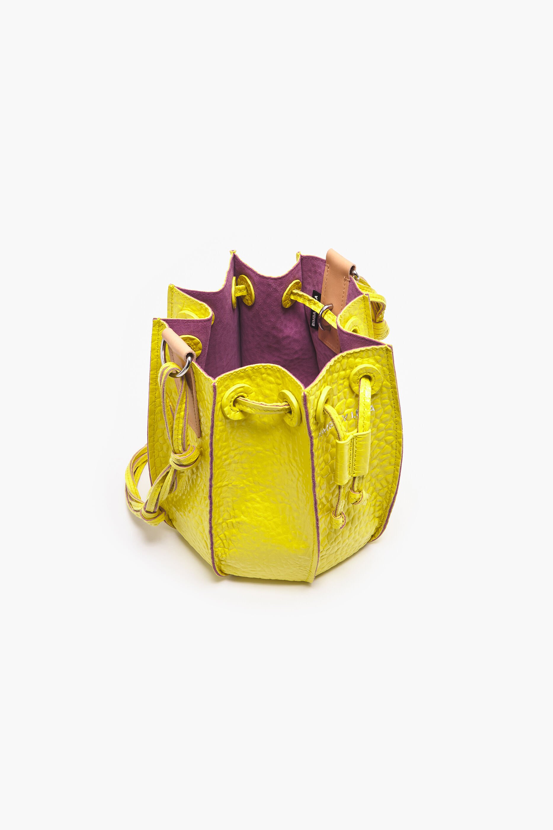 Bolsa de couro amarela tamanho M