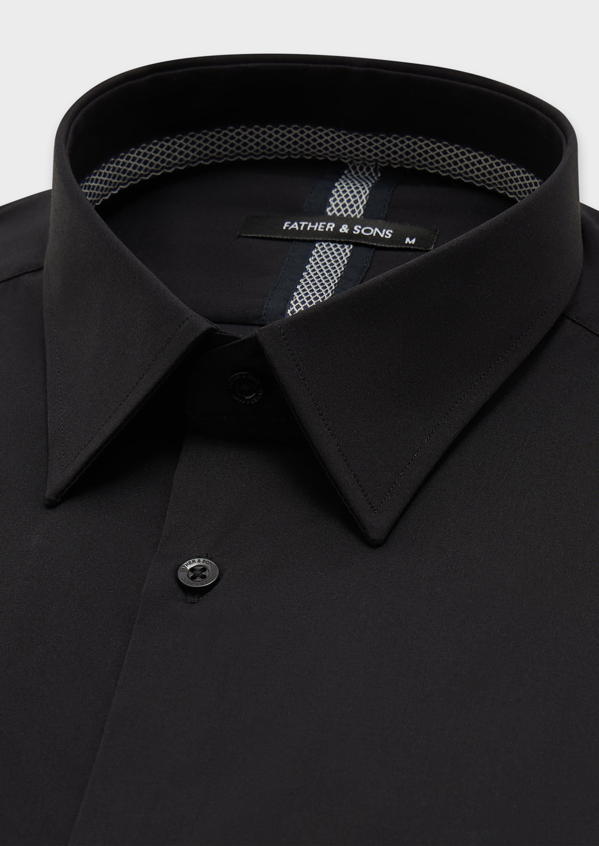 Chemise habillée Regular en satin de coton stretch uni noir